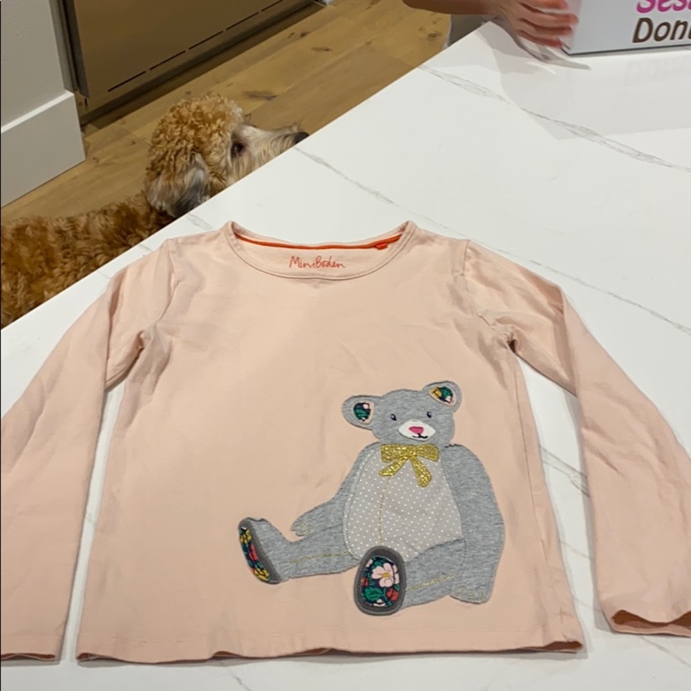 Mini Boden l/s shirts with teddy bear appliqué